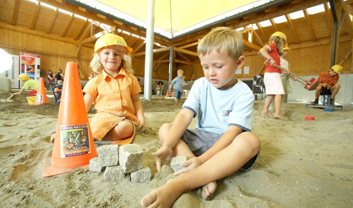 The covered children's construction zone is one of our many all-weather attractions