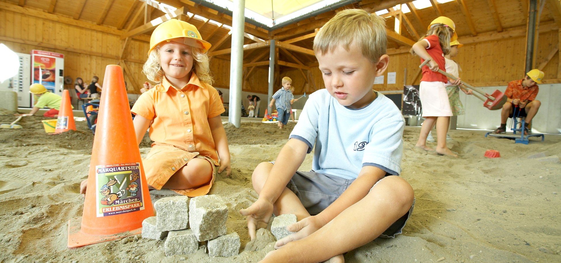 The covered children's construction zone is one of our many all-weather attractions