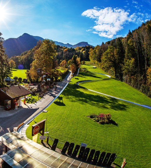 Our summer toboggan run embedded in the Chiemgau mountains