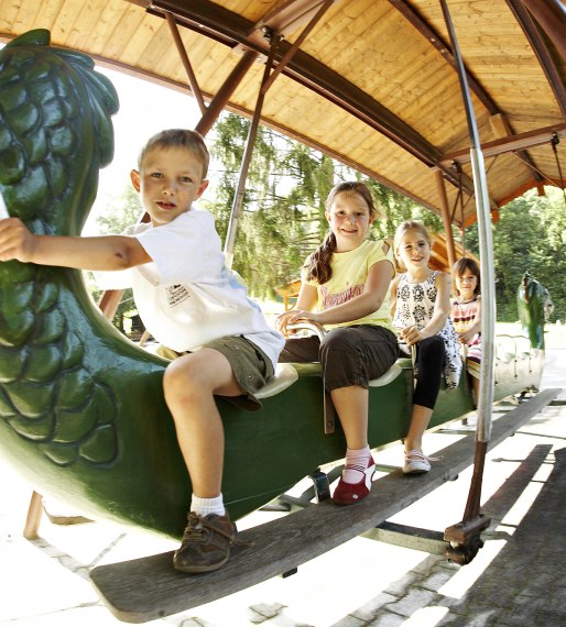 The dragon swing in the adventure playground is very popular with everyone